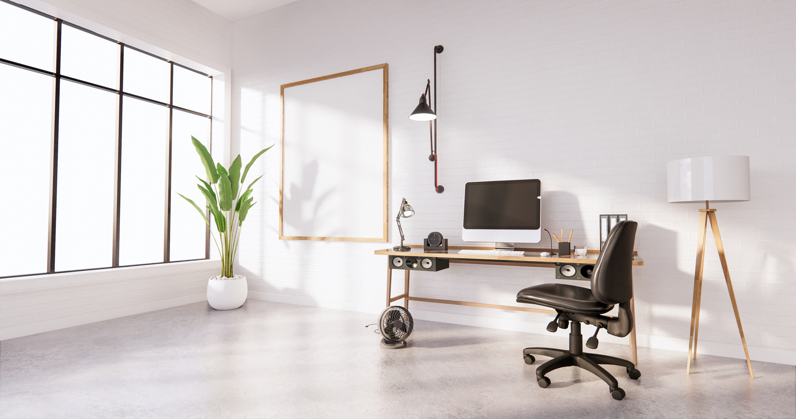 Contemporary Home Office with Wooden Furnishings